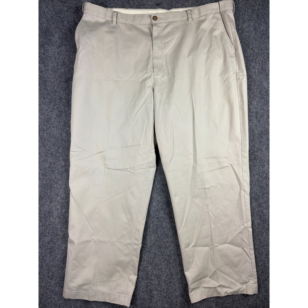 LL Bean Comfort Waist Chino Pants Mens 46x30 Khaki Tan Cotton Twill 245698